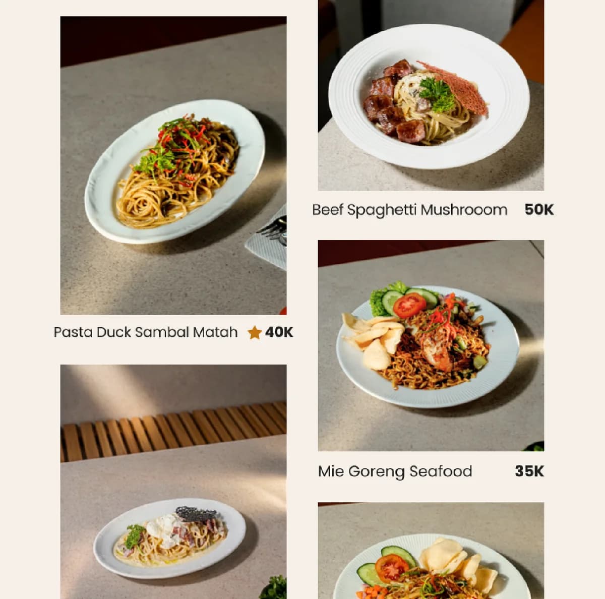 Papan menu Pasta & Mie LINEA